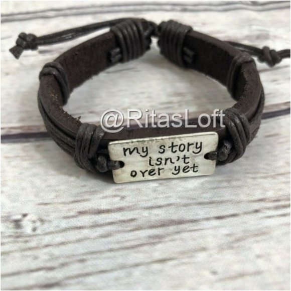 My Story Isn't Over Yet -Leather Wax Cord Bracelet - Picture 2 of 7